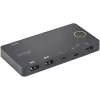 StarTech.com 2 prievadų hibridinis USB-A + HDMI ir USB-C KVM jungiklis – vienas 4K 60Hz HDMI 2.0 monitorius – kompaktiškas stalinis ir/arba nešiojamojo kompiuterio HDMI KVM jungiklis – maitinamas per USB – suderinamas su Thunderbolt 3