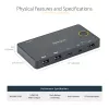 StarTech.com 2 prievadų hibridinis USB-A + HDMI ir USB-C KVM jungiklis – vienas 4K 60Hz HDMI 2.0 monitorius – kompaktiškas stalinis ir/arba nešiojamojo kompiuterio HDMI KVM jungiklis – maitinamas per USB – suderinamas su Thunderbolt 3