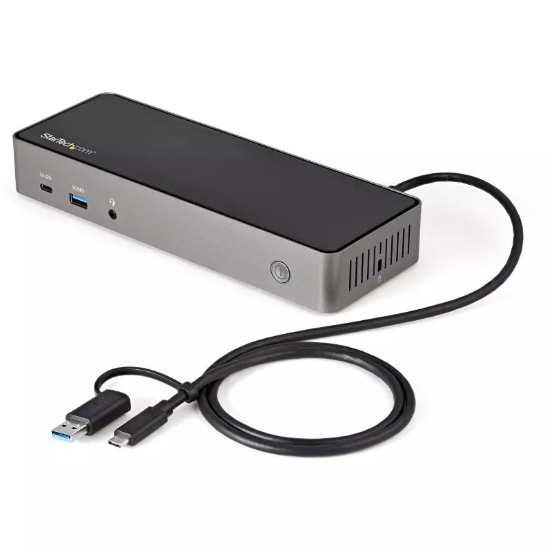 StarTech.com USB-C ir USB-A dokų stotelė - Hibridinė universali trijų monitorių nešiojamojo kompiuterio dokų stotelė su DisplayPort ir HDMI 4K 60Hz - 85W galios tiekimas, 6x USB šakotuvas, GbE, garsas - USB 3.1 Gen 2 10Gbps - TAA