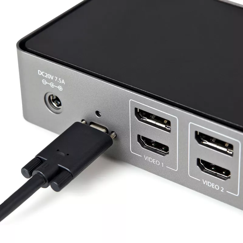 StarTech.com USB-C ir USB-A dokų stotelė - Hibridinė universali trijų monitorių nešiojamojo kompiuterio dokų stotelė su DisplayPort ir HDMI 4K 60Hz - 85W galios tiekimas, 6x USB šakotuvas, GbE, garsas - USB 3.1 Gen 2 10Gbps - TAA