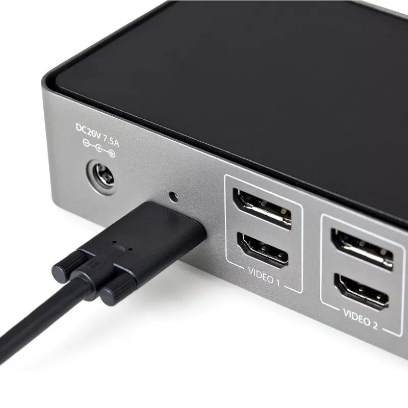 StarTech.com USB-C ir USB-A dokų stotelė - Hibridinė universali trijų monitorių nešiojamojo kompiuterio dokų stotelė su DisplayPort ir HDMI 4K 60Hz - 85W galios tiekimas, 6x USB šakotuvas, GbE, garsas - USB 3.1 Gen 2 10Gbps - TAA