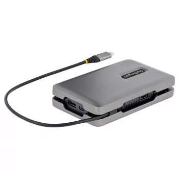 StarTech.com USB-C dviejų monitorių kelių prievadų adapteris iki 4K 60Hz USB-C DP Alt Mode vaizdo išvestis ir HDMI 2.0, arba 1080p VGA, 100W PD perdavimas, USB Type C mini dokas, USB-C dokavimo stotelė, MST šakotuvas