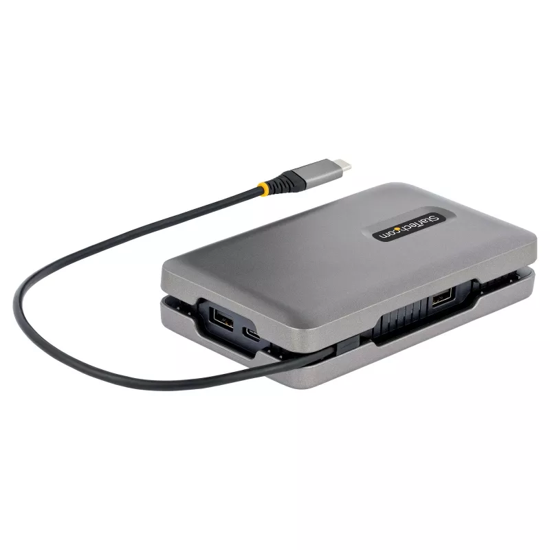 StarTech.com USB-C dviejų monitorių kelių prievadų adapteris iki 4K 60Hz USB-C DP Alt Mode vaizdo išvestis ir HDMI 2.0, arba 1080p VGA, 100W PD perdavimas, USB Type C mini dokas, USB-C dokavimo stotelė, MST šakotuvas