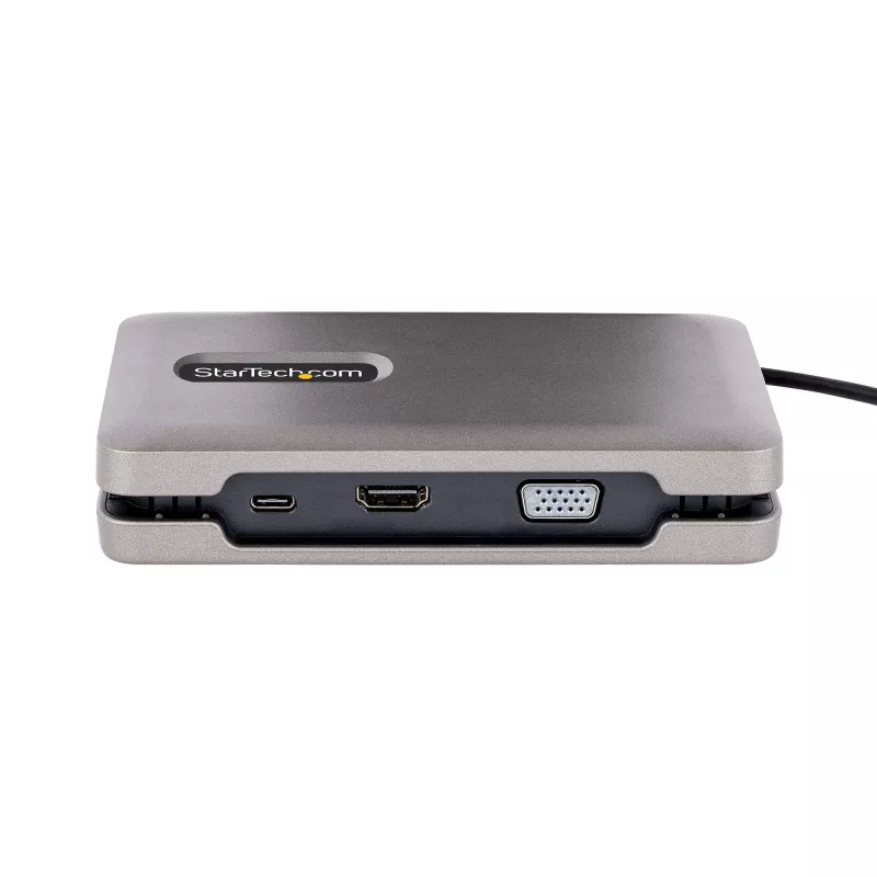 StarTech.com USB-C dviejų monitorių kelių prievadų adapteris iki 4K 60Hz USB-C DP Alt Mode vaizdo išvestis ir HDMI 2.0, arba 1080p VGA, 100W PD perdavimas, USB Type C mini dokas, USB-C dokavimo stotelė, MST šakotuvas