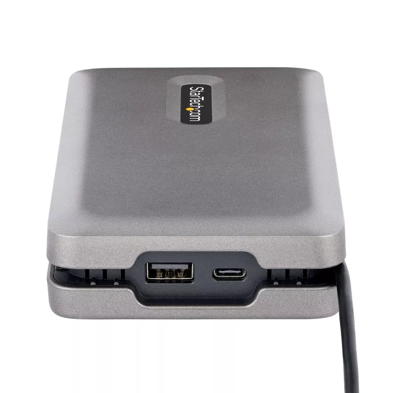 StarTech.com USB-C dviejų monitorių kelių prievadų adapteris iki 4K 60Hz USB-C DP Alt Mode vaizdo išvestis ir HDMI 2.0, arba 1080p VGA, 100W PD perdavimas, USB Type C mini dokas, USB-C dokavimo stotelė, MST šakotuvas