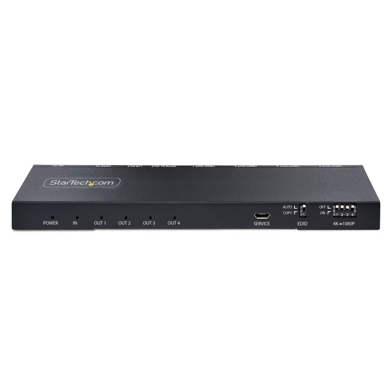 StarTech.com 4 prievadų HDMI skirstytuvas, 4K 60Hz HDMI 2.0, su įmontuotu keitikliu, 1 į 4 išėjimai, 3.5mm/Optinis garsas