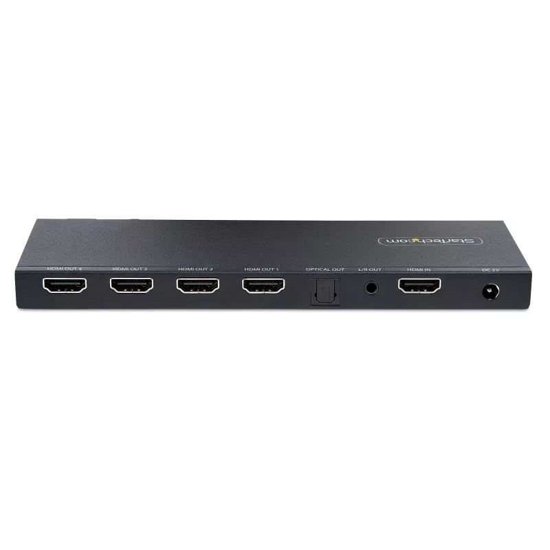 StarTech.com 4 prievadų HDMI skirstytuvas, 4K 60Hz HDMI 2.0, su įmontuotu keitikliu, 1 į 4 išėjimai, 3.5mm/Optinis garsas