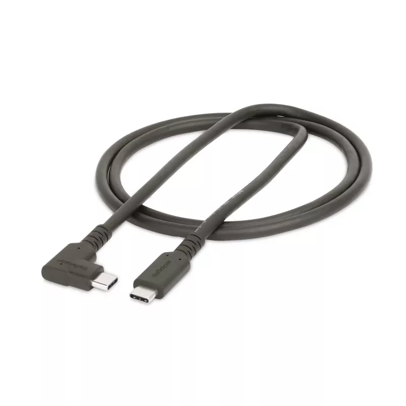 StarTech.com 3ft (1m) tvirtas stačiu kampu USB-C laidas, USB 3.2 Gen 2 (10 Gbps), pilnai funkcionalus USB C į C duomenų perdavimo laidas, 4K 60Hz DP Alt režimas, 100W maitinimo tiekimas - 90 laipsnių USB Type-C laidas