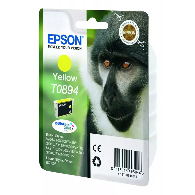 Epson Monkey Singlepack Geltona T0894 DURABrite Ultra rašalo kasetė
