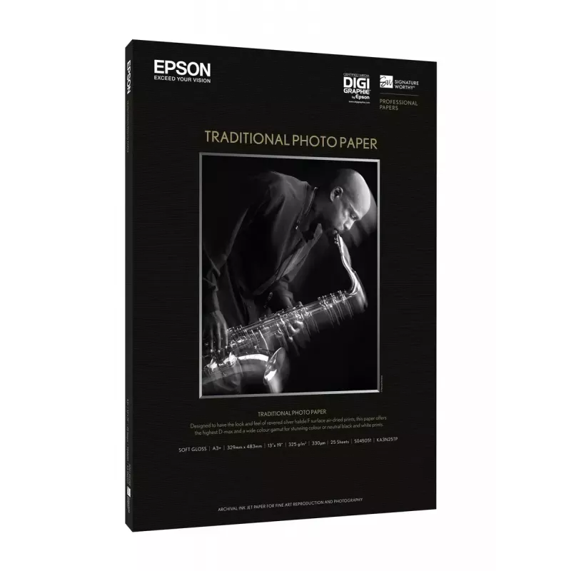 Epson Traditional Photo Paper – tradicinis fotografinis popierius, A3+, 330 g/m², 25 lapų