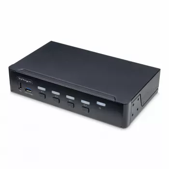 StarTech.com 4 prievadų DisplayPort KVM jungiklis, vienas 4K 60Hz monitorius, 6 USB prievadai, mygtukų ir klavišų perjungimas, DisplayPort 1.2, nepriklausomas nuo OS, atitinka TAA