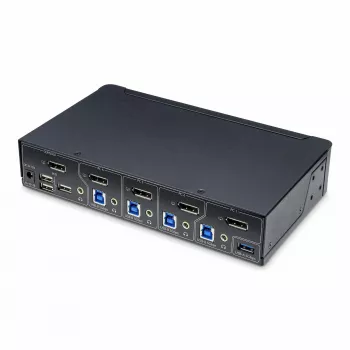 StarTech.com 4 prievadų DisplayPort KVM jungiklis, vienas 4K 60Hz monitorius, 6 USB prievadai, mygtukų ir klavišų perjungimas, DisplayPort 1.2, nepriklausomas nuo OS, atitinka TAA