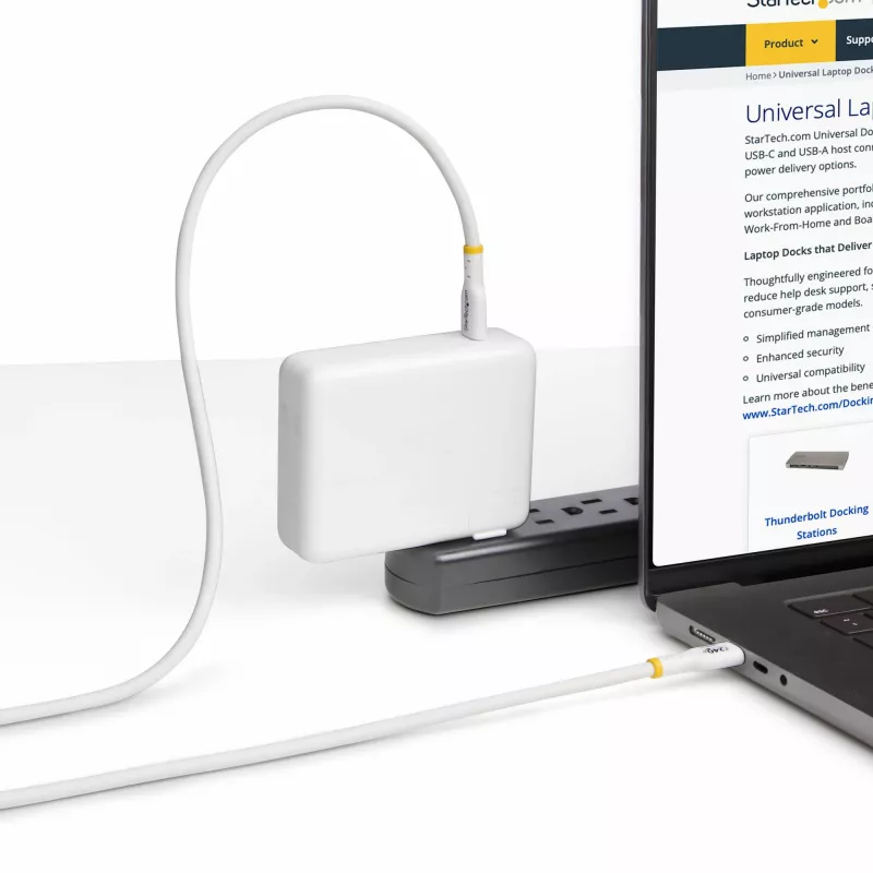 StarTech.com 4 m baltas USB-C įkrovimo laidas, USB-IF sertifikuotas, 240W PD EPR, USB 2.0, nešiojamojo kompiuterio įkroviklio laidas