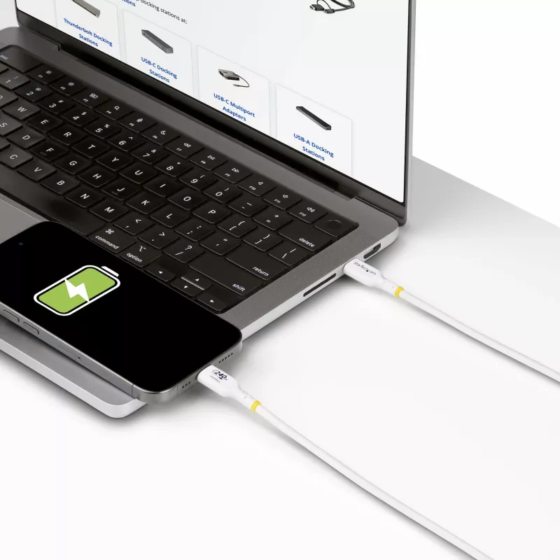 StarTech.com 4 m baltas USB-C įkrovimo laidas, USB-IF sertifikuotas, 240W PD EPR, USB 2.0, nešiojamojo kompiuterio įkroviklio laidas