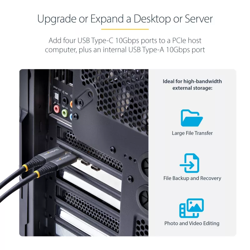 StarTech.com 5 prievadų USB PCIe kortelė, USB 3.2 10Gbps, PCI Express kortelė su 4x USB-C prievadais, 1x vidiniu USB-A prievadu, USB PCIe valdiklio kortelė, Windows/macOS/Linux