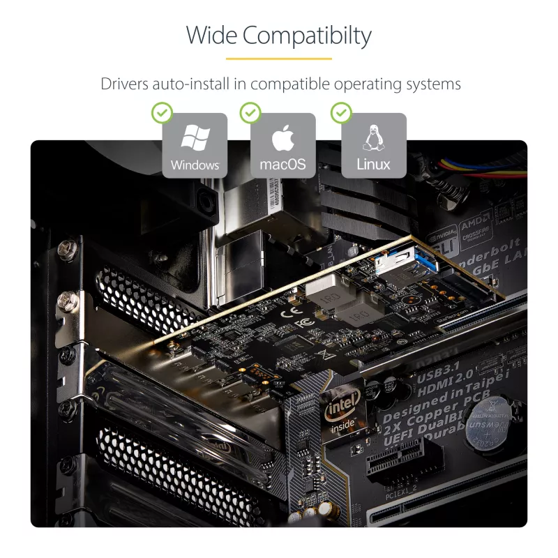 StarTech.com 5 prievadų USB PCIe kortelė, USB 3.2 10Gbps, PCI Express kortelė su 4x USB-C prievadais, 1x vidiniu USB-A prievadu, USB PCIe valdiklio kortelė, Windows/macOS/Linux