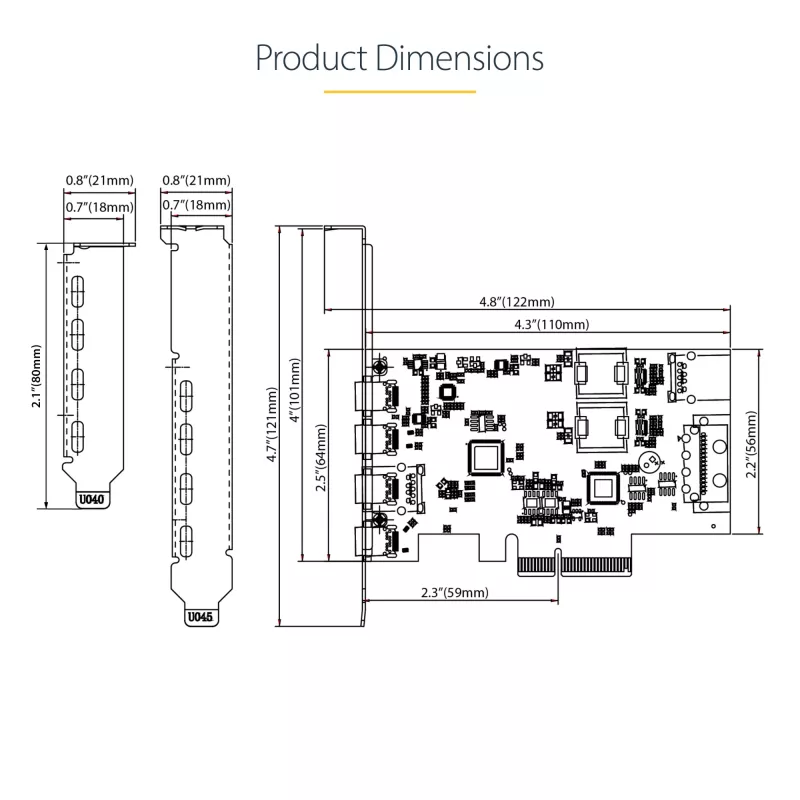StarTech.com 5 prievadų USB PCIe kortelė, USB 3.2 10Gbps, PCI Express kortelė su 4x USB-C prievadais, 1x vidiniu USB-A prievadu, USB PCIe valdiklio kortelė, Windows/macOS/Linux
