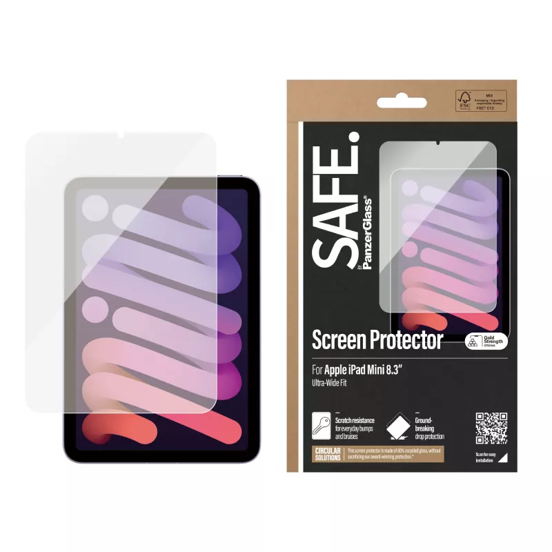 PanzerGlass SAFE. SAFE95854 ekrano apsauga, skirta iPad mini 8,3", itin plati, grūdintas stiklas