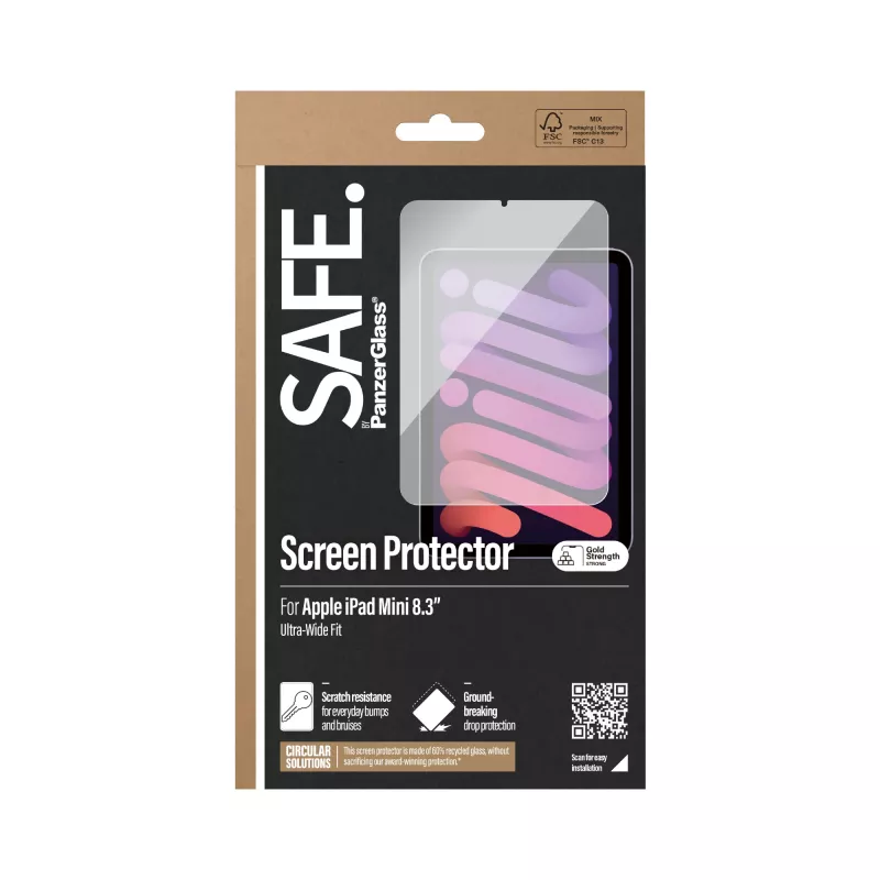 PanzerGlass SAFE. SAFE95854 ekrano apsauga, skirta iPad mini 8,3", itin plati, grūdintas stiklas
