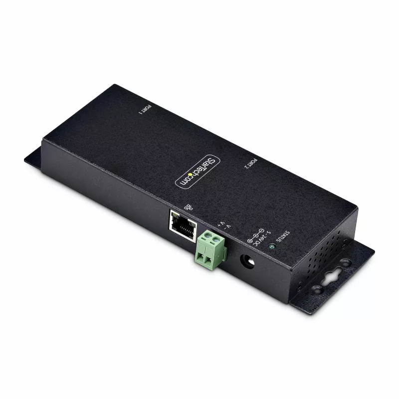 StarTech.com 2 prievadų serijinis į Ethernet adapteris, IP serijinių įrenginių serveris nuotoliniams RS232 įrenginiams, montuojamas ant sienos/DIN bėgio, metalinis korpusas, RJ45 LAN į DB9 serijinis keitiklis