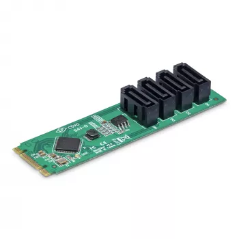 StarTech.com 4 prievadų M.2 į SATA adapterio kortelė, M.2 PCIe 3.0 į SATA HDD/SSD plėtimosi kortelė, ASM1064 mikroschema, M.2 NVMe į 4x HDD/SSD, skirta Windows/macOS/Linux