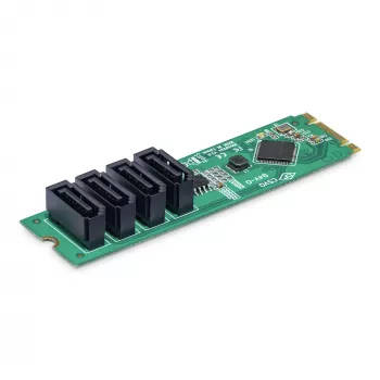 StarTech.com 4 prievadų M.2 į SATA adapterio kortelė, M.2 PCIe 3.0 į SATA HDD/SSD plėtimosi kortelė, ASM1064 mikroschema, M.2 NVMe į 4x HDD/SSD, skirta Windows/macOS/Linux