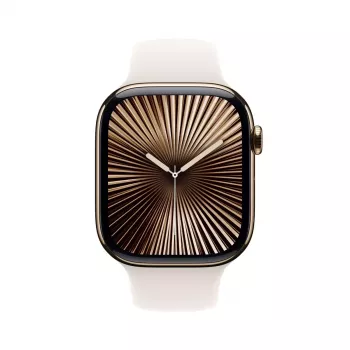 Išmanusis laikrodis Apple Watch Series 10 GPS + Cellular 46 mm auksinis titano korpusas su Starlight Sport Band dirželiu M/L