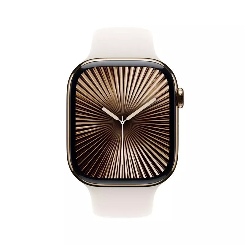 Išmanusis laikrodis Apple Watch Series 10 GPS + Cellular 46 mm auksinis titano korpusas su Starlight Sport Band dirželiu M/L