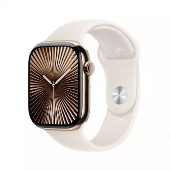 Išmanusis laikrodis Apple Watch Series 10 GPS + Cellular 46 mm auksinis titano korpusas su Starlight Sport Band dirželiu M/L
