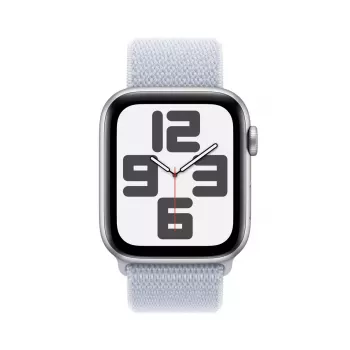 Apple Watch SE GPS + Cellular 44 mm sidabrinis aliuminio korpusas Blue Cloud Sport Loop