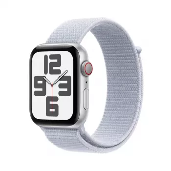 Apple Watch SE GPS + Cellular 44 mm sidabrinis aliuminio korpusas Blue Cloud Sport Loop