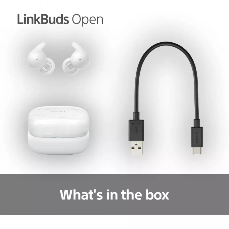 Belaidės ausinės Sony LinkBuds Open WFL910W — Bluetooth, 20–20000 Hz, 10 m atstumas, baltos