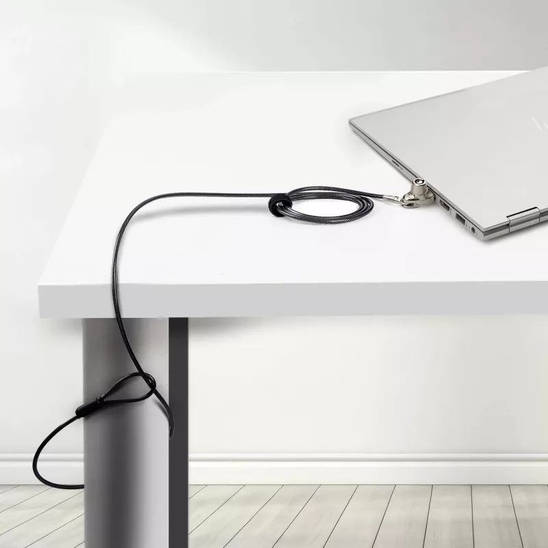 StarTech.com plonas spyna, suderinama su Noble Wedge® lizdu, 1,5 m fiksavimo kabelis, apsauga nuo vagystės nešiojamam kompiuteriui, pjovimui atsparus plieninis kabelis, raktinė spyna