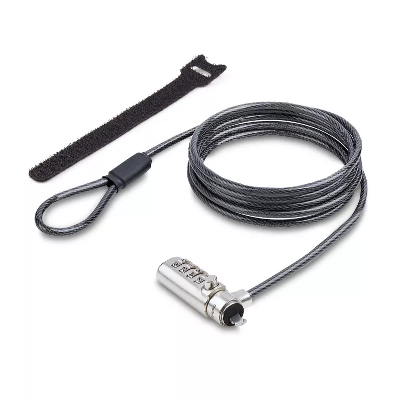 StarTech.com Slim Lock Nano Slot belaidis užraktas, 2 m, plieninis kabelis, 4 skaitmenų kodas