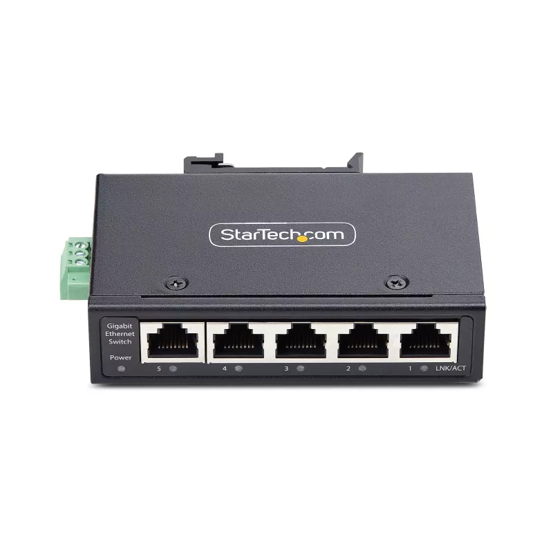 StarTech.com I51G-ETHERNET-SWITCH 5 prievadų nevaldomas pramoninis Gigabit Ethernet komutatorius, 10/100/1000, DIN bėgeliui ar sienai, IP30, -40…75 °C (-40–167 °F), DC, TAA
