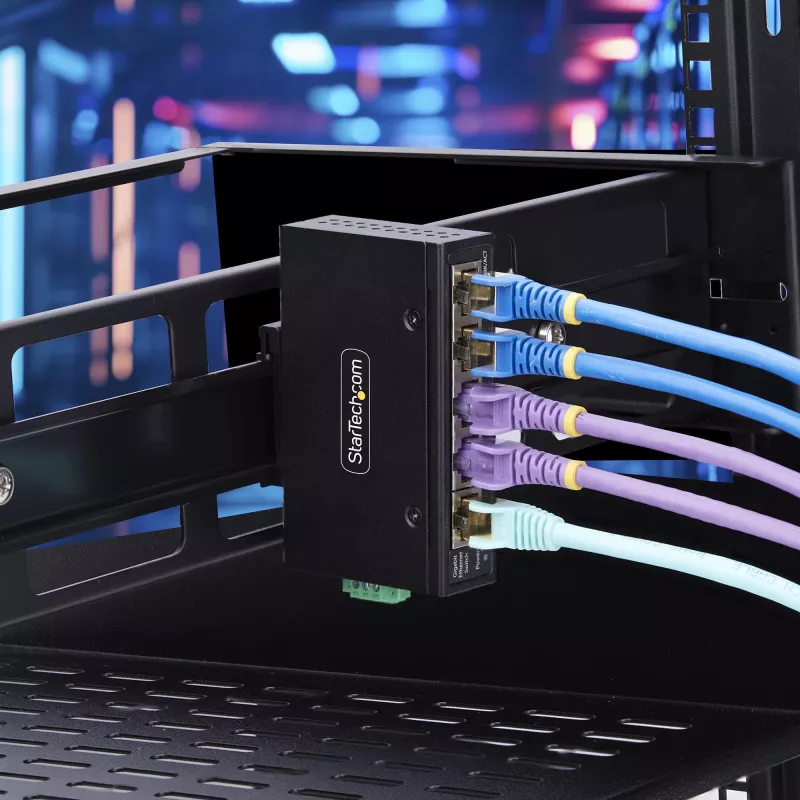 StarTech.com I51G-ETHERNET-SWITCH 5 prievadų nevaldomas pramoninis Gigabit Ethernet komutatorius, 10/100/1000, DIN bėgeliui ar sienai, IP30, -40…75 °C (-40–167 °F), DC, TAA