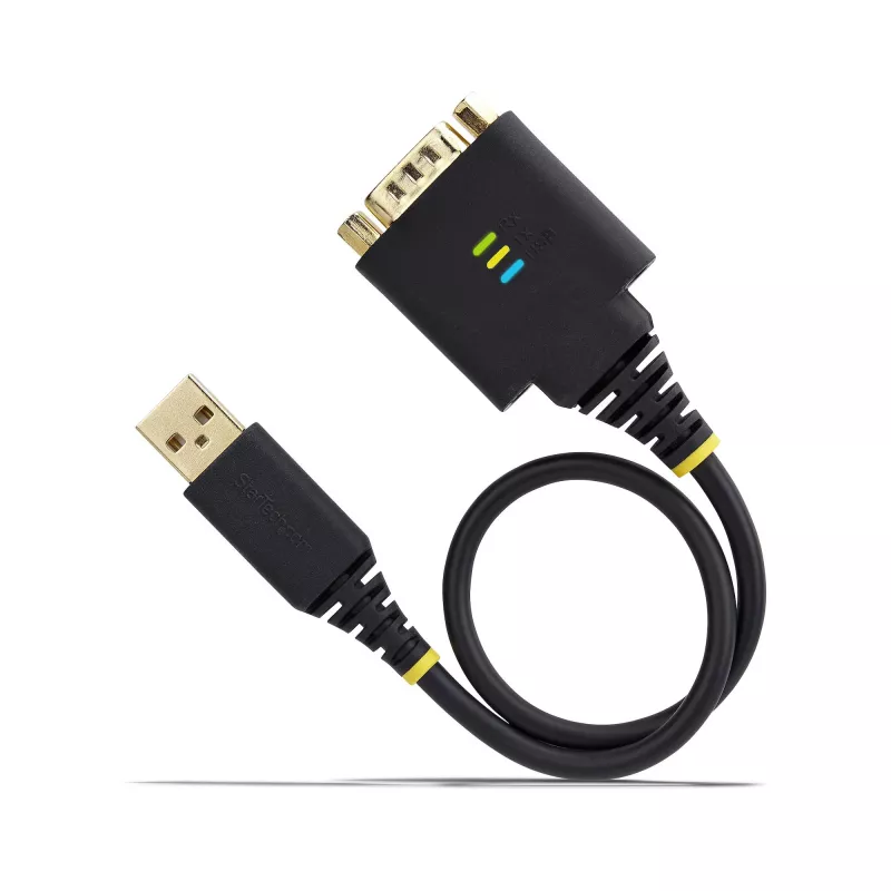 StarTech.com 1ft (30cm) USB į RS232 adapterio laidas, COM išlaikymas, keičiamos veržlės/varžtai, USB-A į DB9 RS232, FTDI IC, apsauga nuo ESD, Windows/macOS/Linux