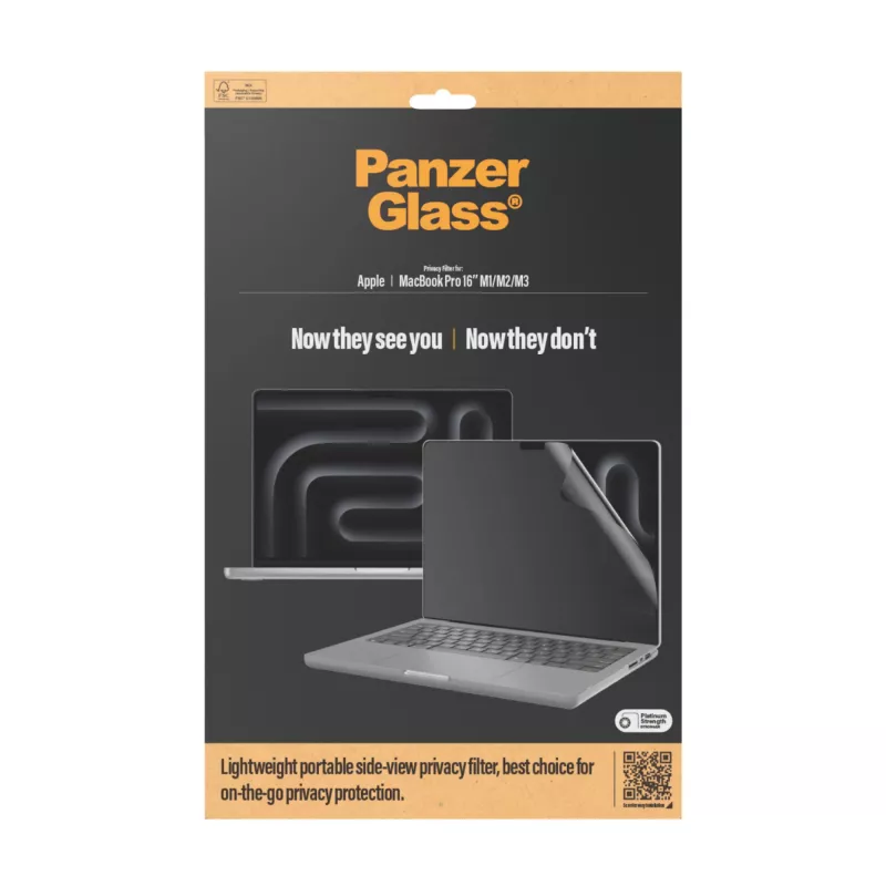 Apsauginis stiklas PanzerGlass DualPrivacy MacBook Pro 16 colių M1 M2 M3 M4 Skaidrus