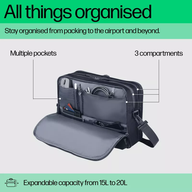 Dėklas nešiojamam kompiuteriui HP Travel Plus 15L 14 colių portfelis 820g vienspalvis