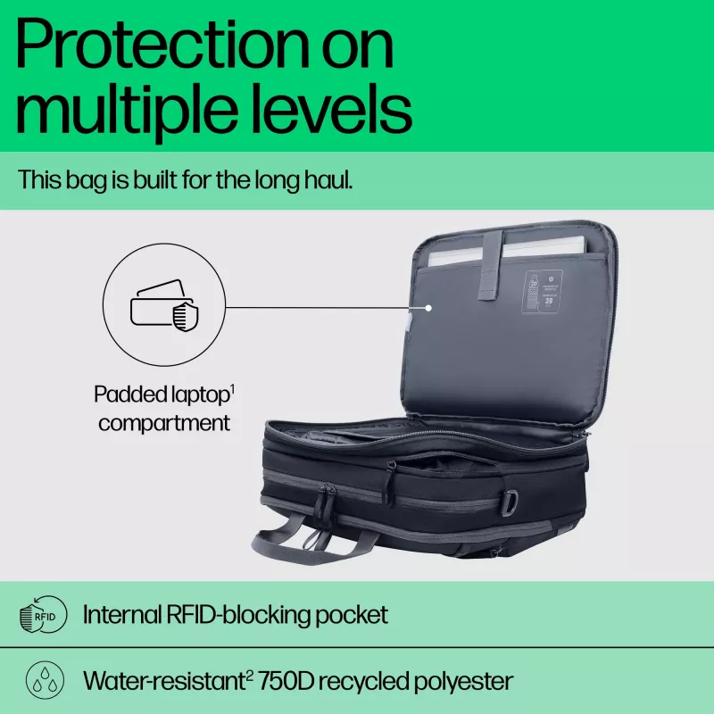 Dėklas nešiojamam kompiuteriui HP Travel Plus 15L 14 colių portfelis 820g vienspalvis