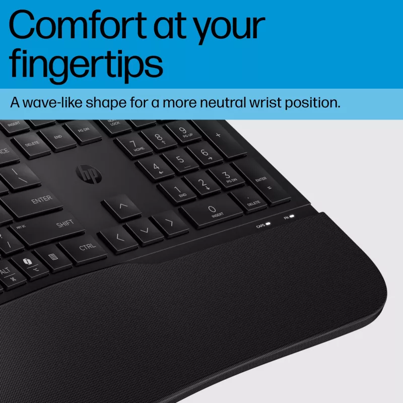 HP 485 patogus laidinis klaviatūra, pilno dydžio, USB, membraninė, su riešo atrama