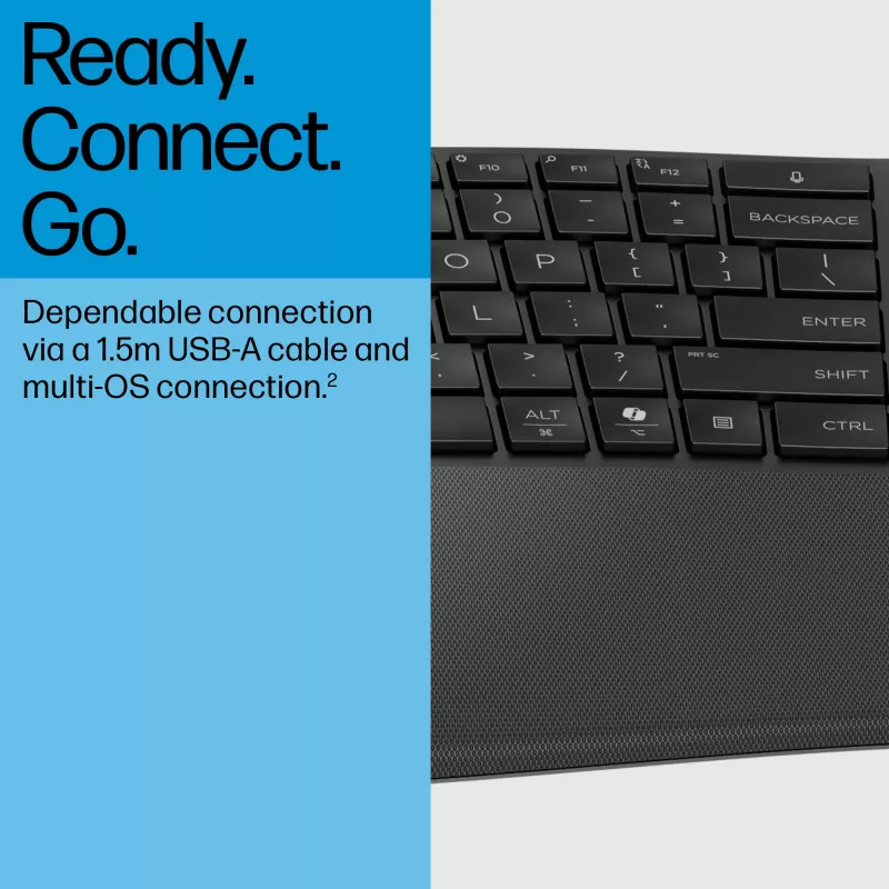 HP 485 patogus laidinis klaviatūra, pilno dydžio, USB, membraninė, su riešo atrama