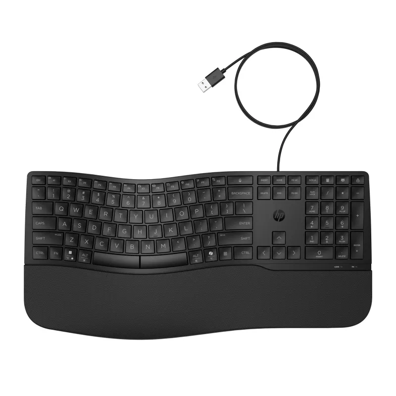 HP 485 patogus laidinis klaviatūra, pilno dydžio, USB, membraninė, su riešo atrama