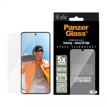 PanzerGlass® Keraminis Ekrano Apsauginis Stiklas Samsung S25 Edge | Ultra-Wide Fit su EasyAligner