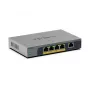 NETGEAR GS105EPP nevaldomas gigabitinio eterneto (10/100/1000) jungiklis su „Power over Ethernet“ (PoE), skirtas stalui/sienai, pilkas