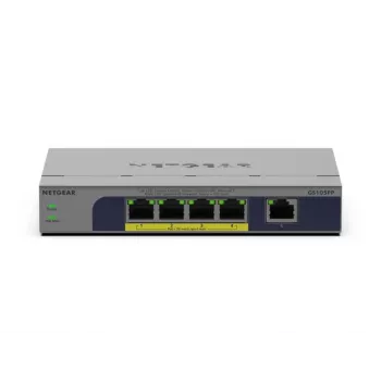 NETGEAR GS105PP nevaldomas Gigabit Ethernet (10/100/1000) maitinimas per Ethernet (PoE) stalinis / montuojamas ant sienos pilkas