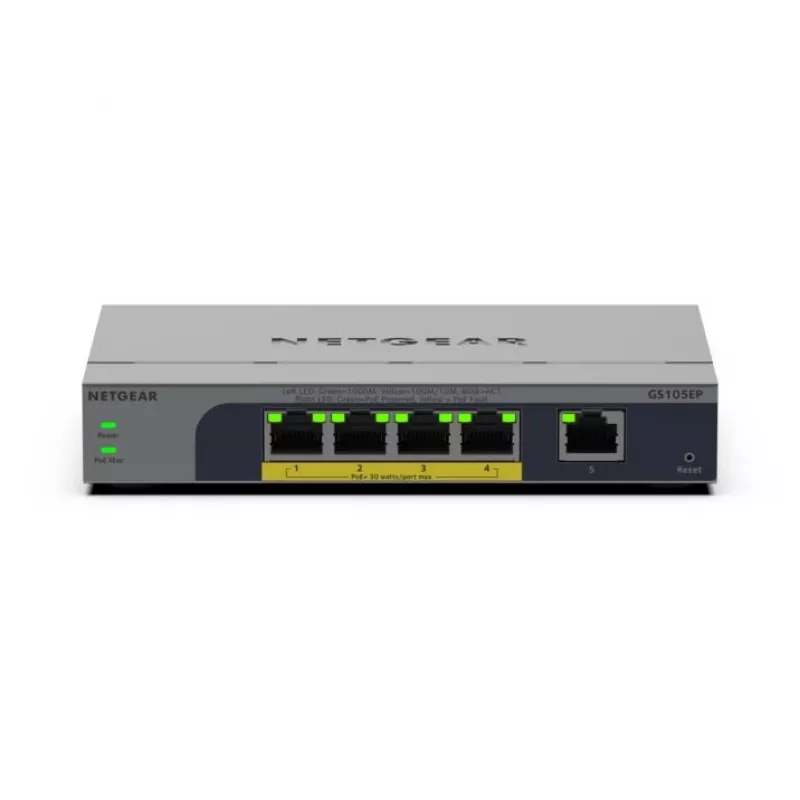 NETGEAR GS105EP nevaldomas Gigabit Ethernet (10/100/1000) Power over Ethernet (PoE) jungiklis, pilkas