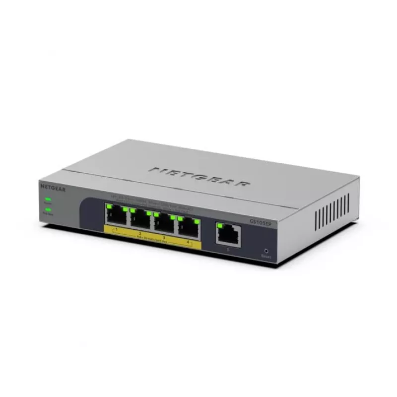 NETGEAR GS105EP nevaldomas Gigabit Ethernet (10/100/1000) Power over Ethernet (PoE) jungiklis, pilkas