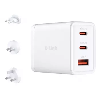 AC kroviklis patalpoms D-Link DCP-651 — 65 W GaN, 2x USB-C, universali sąsaja, 90–264 V, baltas