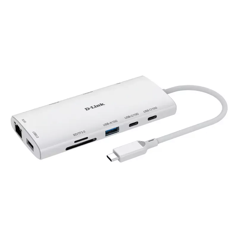 D-Link 10-in-1 USB-C Hub DUP-A01 – USB 3.2 Gen 1 Type-C, Gigabit Ethernet, SD/MicroSD, HDMI iki 3840x2160@60Hz